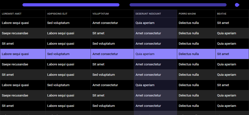 Table Fluid - complete, responsive style for Table with columns slider - pure CSS, LESS, SASS - 10